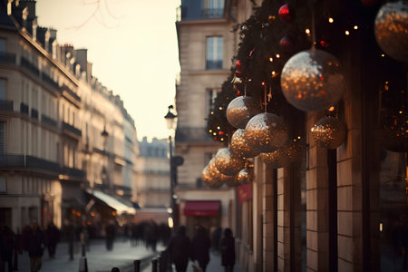 Street view of Paris, France. Christmas and New Year holidays conceptの素材