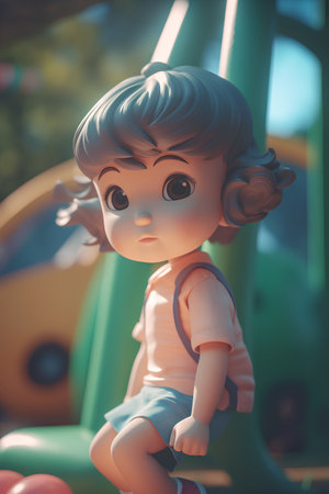 Cute little boy on the playground. Selective focus. Toned.の素材