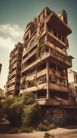 Vintage toned picture of old residential building in Mumbai, Indiaの素材