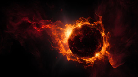 Easter egg on fire background. 3d rendering, 3d illustration.の素材