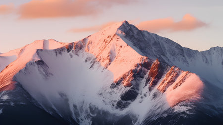 Snowy mountain peaks at sunset. Caucasus Mountains, Georgia, region Dombay.の素材