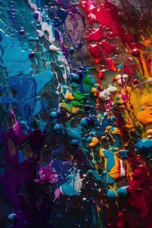 Colorful abstract background of oil paint on a palette close-upの素材