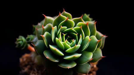 Succulent plant on a black background. Close-up.の素材
