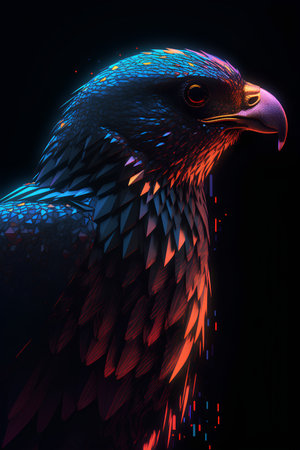 Eagle head in low poly style. Polygonal illustration.の素材