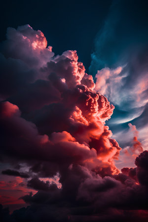 colorful dramatic sky with cloud at sunset.Sky background with cloudsの素材