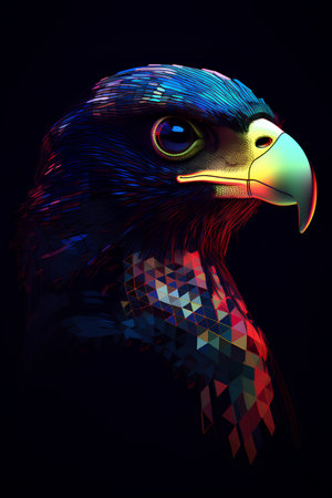 Eagle head with colorful low poly background. Vector illustration for your designの素材
