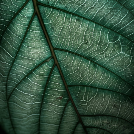close up of green leaf texture - macro shot with shallow depth of fieldの素材