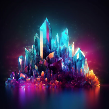 Abstract crystal background. 3d vector illustration. Futuristic style.の素材