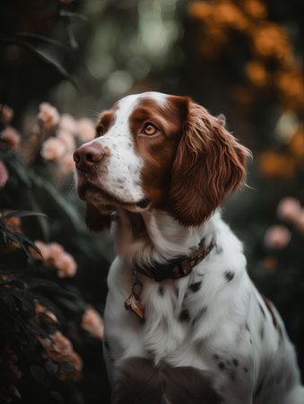 Portrait of a cute welsh springer spaniel dog.の素材