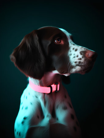 Portrait of a Pointer Retriever on a dark backgroundの素材