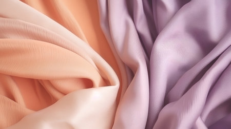 Closeup of pink and beige satin fabric as background textureの素材