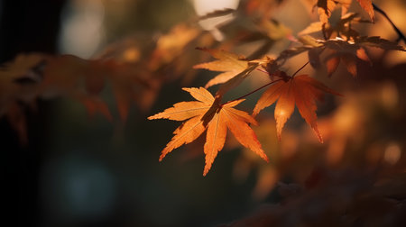 Maple leaves in autumn, close-up with shallow DOFの素材