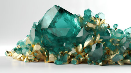 Emerald on a white background. 3d rendering, 3d illustration.の素材