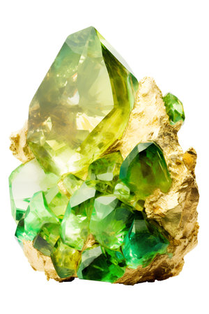 Emerald stone isolated on white background with clipping path and full depth of fieldの素材