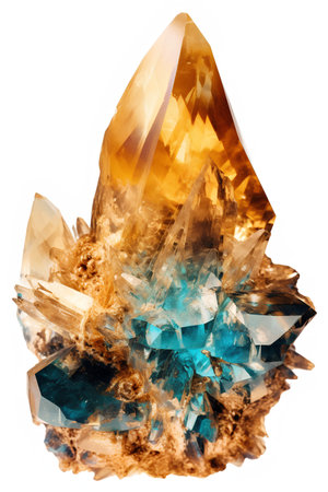 aquamarine semigem geode crystals geological mineral isolated on white backgroundの素材