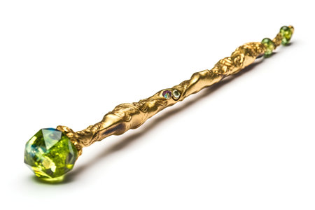 Bracelet with green emeralds isolated on white background.の素材