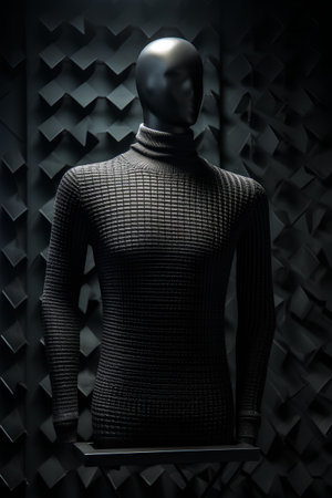 Mannequin wearing a black sweater on a black background. 3d renderingの素材