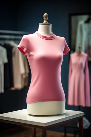 Women's clothing on a mannequin in a fashion store.の素材