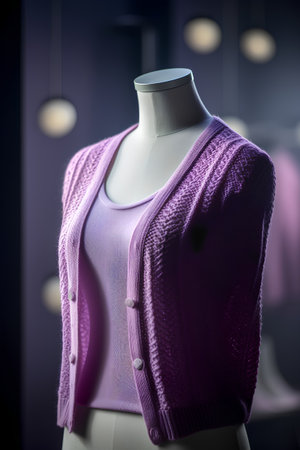 Purple sweater on mannequin in fashion store showroom.の素材