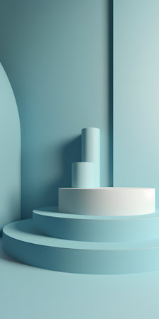 Minimalist abstract background, 3d render, blue podiumsの素材