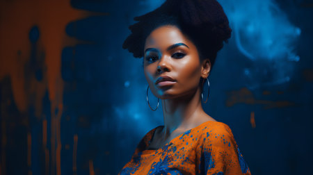 Fashion portrait of beautiful african american woman with afro hairstyle.の素材