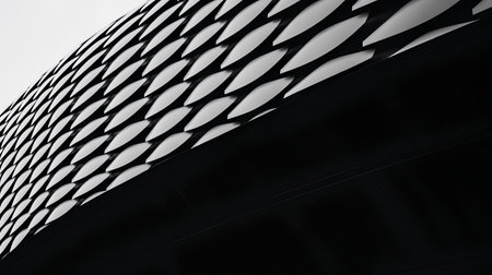 Abstract architectural background of modern architecture. 3D render. Black and white.の素材