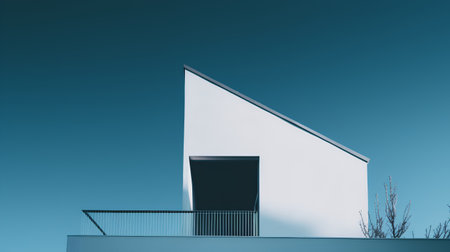 Modern architecture, white house on blue sky background. 3d renderingの素材