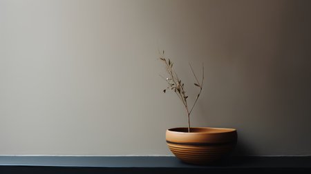 Vase with dried flowers on the wall. Minimalistic interior.の素材