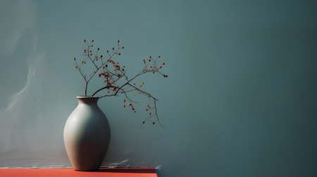 Vase with dry branches on the wall. 3d rendering.の素材