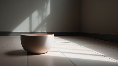 Porcelain pot on tiled floor. 3d renderの素材