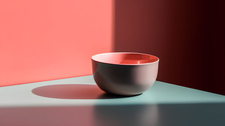 Ceramic cup with shadow on the wall. 3d renderingの素材