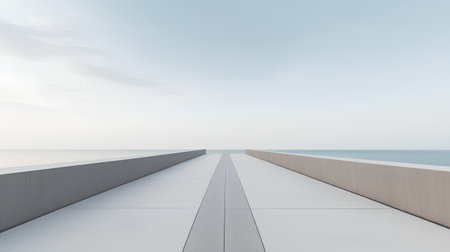 Empty concrete pier on the sea. 3d render illustration mock upの素材
