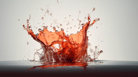 Red water splash isolated on white background. 3d render illustration.の素材