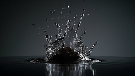 splashes of water on a black background. close-up.の素材