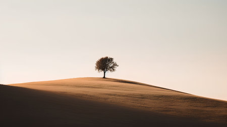 Lonely tree on a hill in Tuscany, Italyの素材