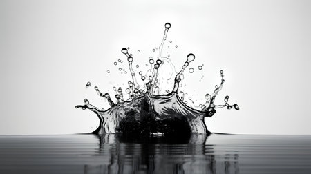 splash of water on a white background, black and white photoの素材