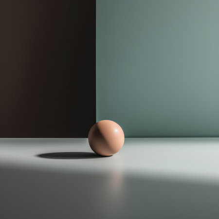 3d rendering of an egg with shadow on a wall in a roomの素材