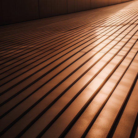 Wooden floor with light and shadow. 3d render illustration.の素材