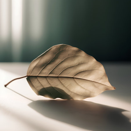 Leaf of a tree in sunlight. Minimalistic style.の素材