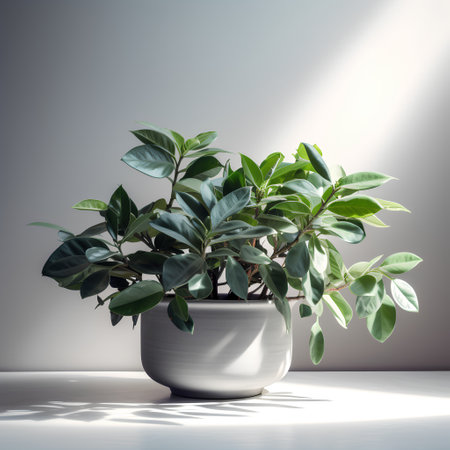 Ficus in a pot on a gray background. 3d renderingの素材
