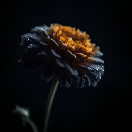 Beautiful chrysanthemum flower on a black background.の素材
