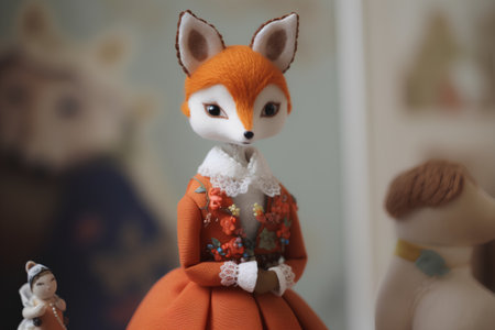 Cute little fox doll in the children's room. Selective focus.の素材