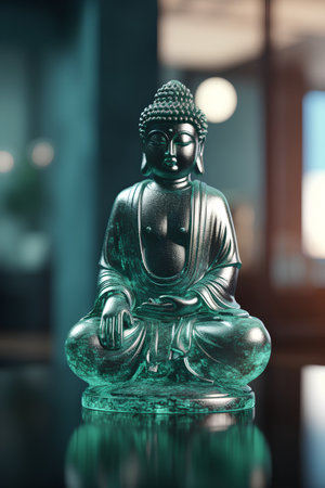 Buddha statue in chinese temple, closeup of photoの素材