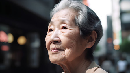 Portrait of a senior asian woman looking at the camera.の素材