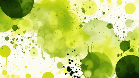 Abstract green watercolor background with splashes and blots. Vector illustration.の素材