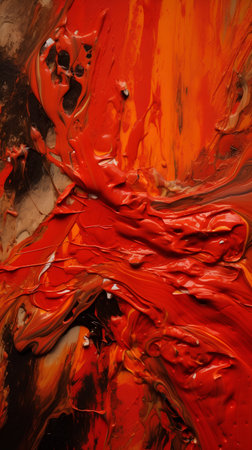 Abstract background of red and black oil paint on canvas, square formatの素材