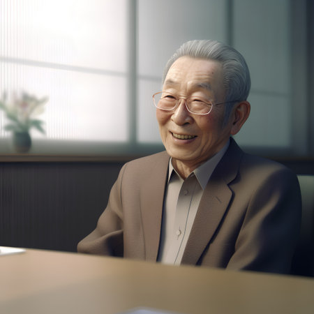 Elderly Businessman Smiling Happiness Relaxation Lifestyle Conceptの素材