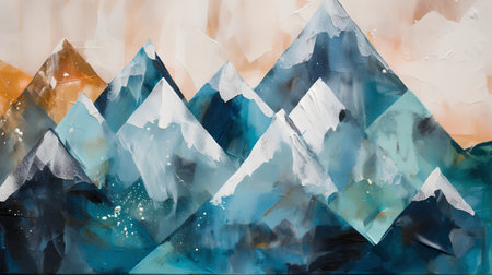 Abstract background with mountains. Hand-drawn illustration, watercolor.の素材
