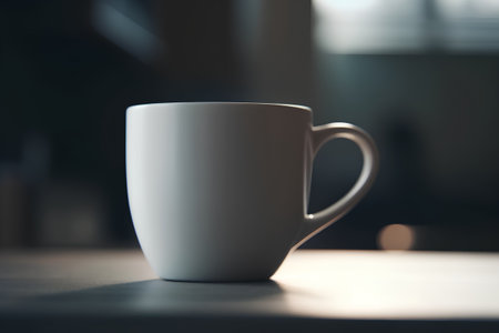 Coffee cup on the table in the morning. 3d renderingの素材