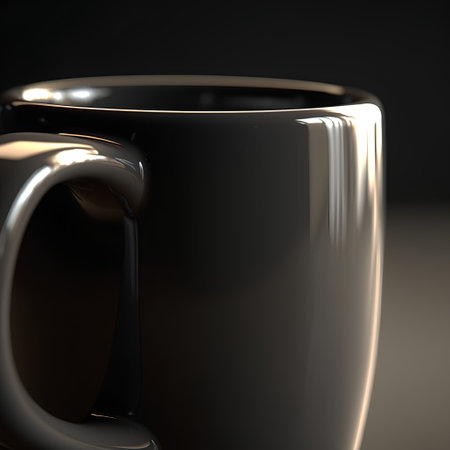 Coffee cup on dark background. 3d render illustration.の素材